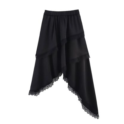 Spring And Summer Solid Color Multi-layer Irregular Lace Edge Tiered Skirt - Image 3
