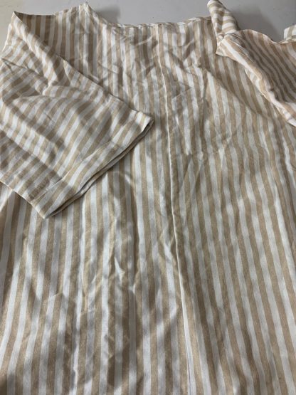 V-neck Striped Loose Short-sleeved Cotton And Linen Shirt - Image 6