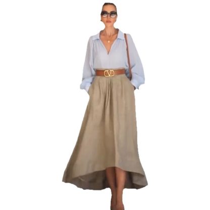 Autumn New Fashion Simple Pure Color All-matching Temperament Skirt - Image 5