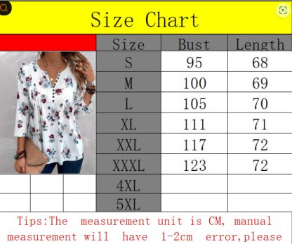 Casual Loose Spring Summer Women's Wear V-neck Printed Top For Women - Image 5