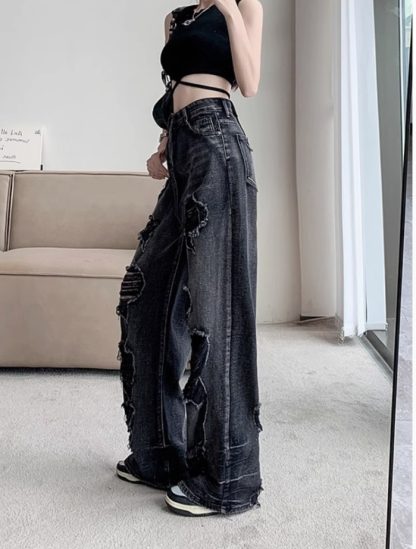 Retro Tattered Jeans High Waist Straight-leg Shorts - Image 2