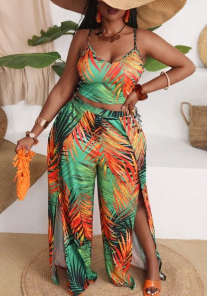 Plus Size Vacation Print Short Sets - Image 3