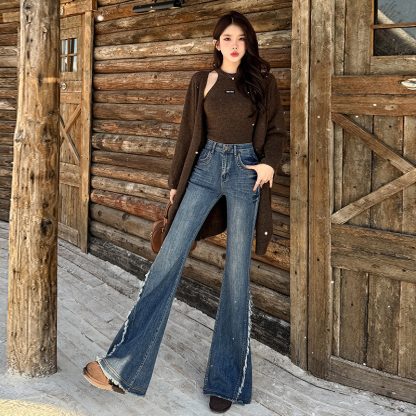 Fringed Burr Skinny Jeans Women's Spring Retro - Image 4