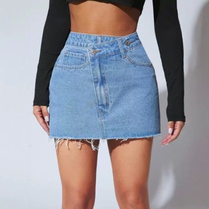 Short Fashion Irregular Denim Short Skirt - Image 2