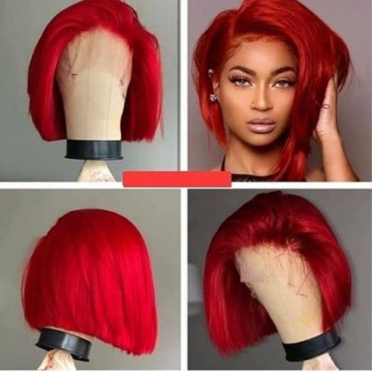 Partially Divided Big Red BOB Short Hair - Image 3