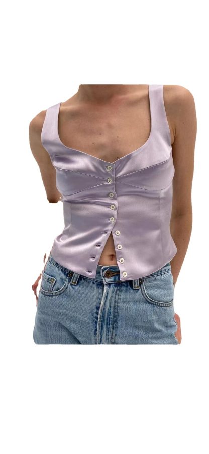 Woman Square-neck Small Slip Top Button Backless Sleeveless Vest - Image 6