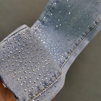 Elastic Slim Fit Slimming Heavy Embroidery Hot Drilling Tappered Pencil Pants - Image 3