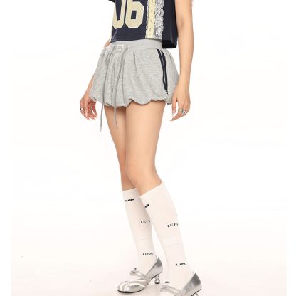 Women's Solid Color Casual Knitted Flower Bud Short Skirt - Image 4