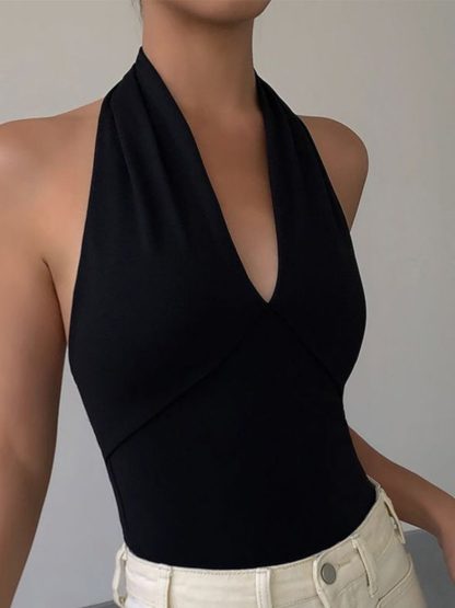 Advanced Sense Black V-neck Halterneck Vest - Image 6
