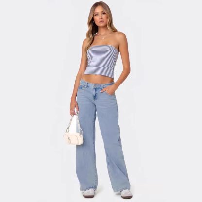 European And American Hot Girl Fashionable Simple Low Waist Wide Leg Jeans - Image 4