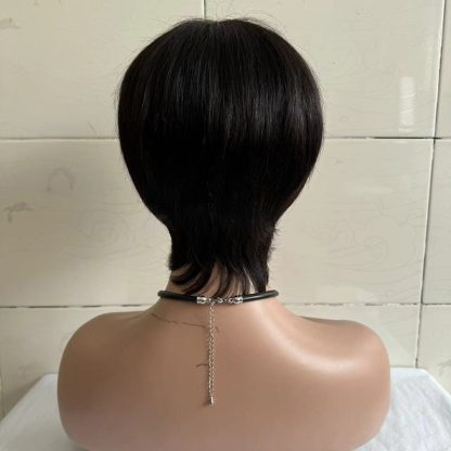 Short Straight Wig Women's Short Hair Head Cover Real Human Hair - Image 2