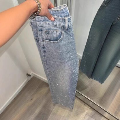 Rhinestone XINGX Pendant Design High Waist Trousers - Image 4