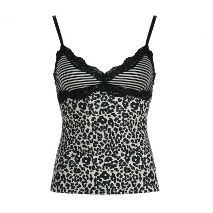 INS Hot Girl Sexy Leopard Lace Splicing Sling - Image 5