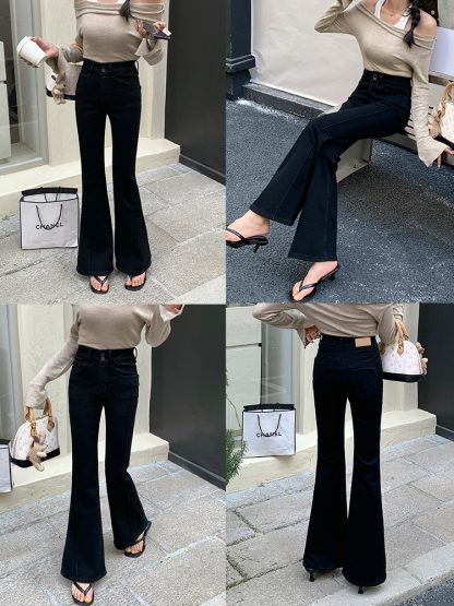 Women's High Waist Stretch Slim Bell-bottom Pants - Image 7