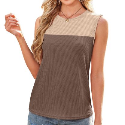 Round Neck Multicolor Sleeveless Top For Short Sleeve Vest Women - Image 3