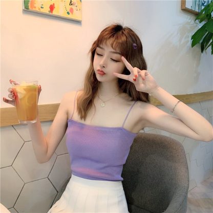 Knitted Spaghetti Straps Outerwear Slimming Inner Vest - Image 4