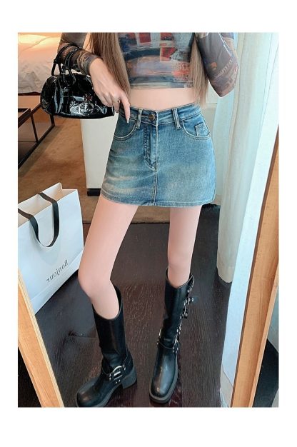 Retro Denim High Waist Hip Skirt - Image 5