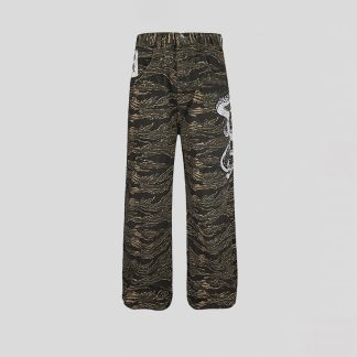 Casual All-match Camouflage Snake Year Limit Denim Paratrooper Pants