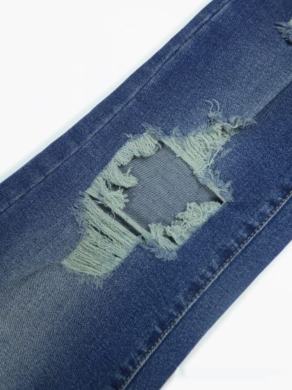 Dark Blue Tight High Waist Ripped Jeans Women's Tight - Image 5