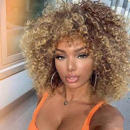 Short Curly Hair African Small Curly Ladies Afro Chemical Fiber Headgear - Image 3
