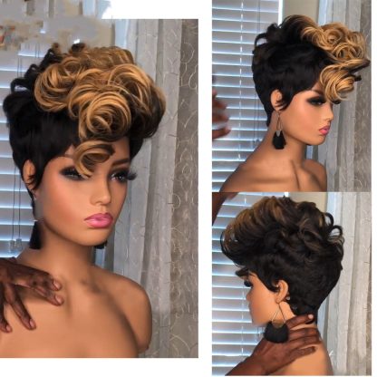Ladies African Small Curly Hair Dyeing Short Curly Hair Wig Button Net Hair Cover - Image 2