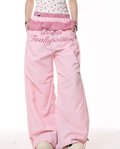 Plaid Stitching Wide Leg Pants Women's Loose Quick-drying Pants - Image 3