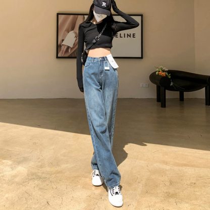 Plus Size Wide Legs Jeans For Women Autumn And Winter - Image 3
