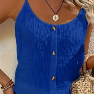 Vibrant Solid Color Cami Top - Sleek Sleeveless Design, Breathable Fabric, Perfect For Spring & Summer, Women's Casual Clothing, Ideal For Outdoor Activities, Daily Wear, And Vacation