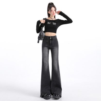 Small Loose American Style Leg-free Flared Pants - Image 8