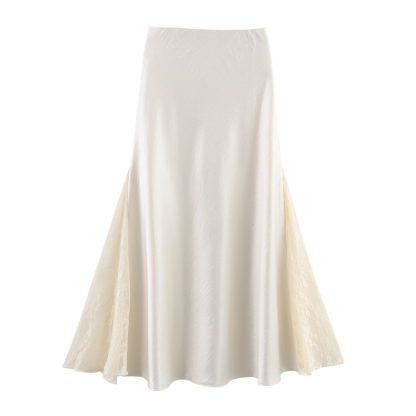 Spring And Summer Double-sided Lace High Open Fishtail Large Swing Satin Dress Skirt Skirt - Image 7