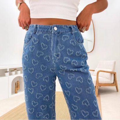 Denim Trousers Love Crochet Wash Straight - Image 3