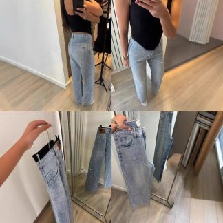 Rhinestone XINGX Pendant Design High Waist Trousers