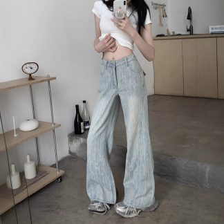 New Loose Slimming Light-colored High Waist Bootcut Jeans For Women