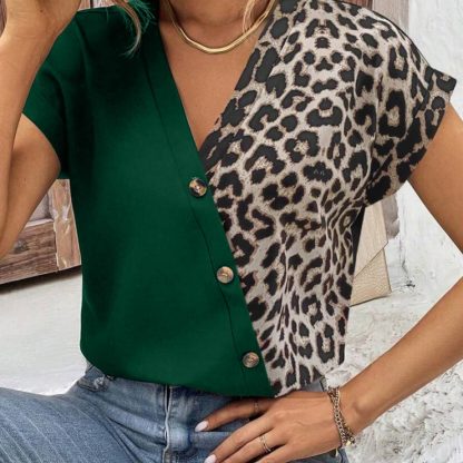 Chemise  Pour Femmes Col En V Avec  Et Manches Chauve-souris - Image 4
