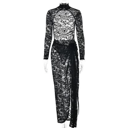 Slim-fit See-through Two-piece Half Turtleneck Bare Back - Image 5