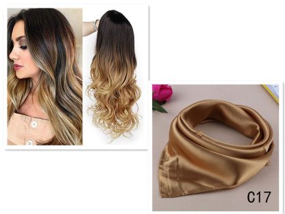 European and American wig female black gradient gold - Image 4