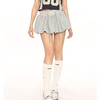 Women's Solid Color Casual Knitted Flower Bud Short Skirt - Image 3