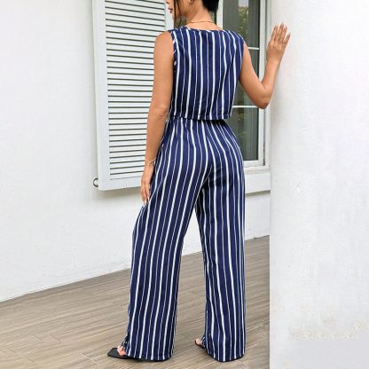 High-Rise Slim Flare Pants Summer Two-piece Set - Image 2