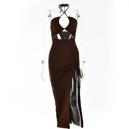 Sexy Halterneck Lace-up Split Dress Summer Y2K Fashion Party Baech Long Dresses For Womens Clotjing - Image 8