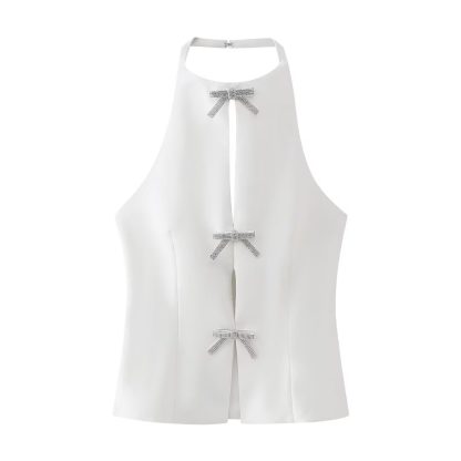 Bowknot Decoration Hanging Collar Top - Image 7