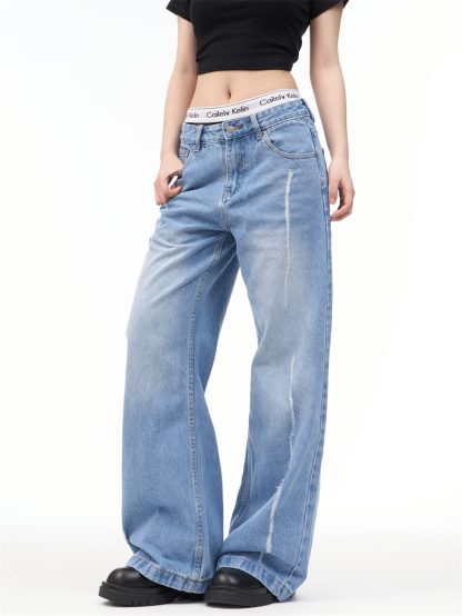 Female American Retro Personalized Split Wide Leg Pants - Image 6