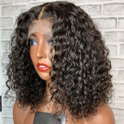 Front Lace Fluffy Black Medium Length Small Curly Wig - Image 5