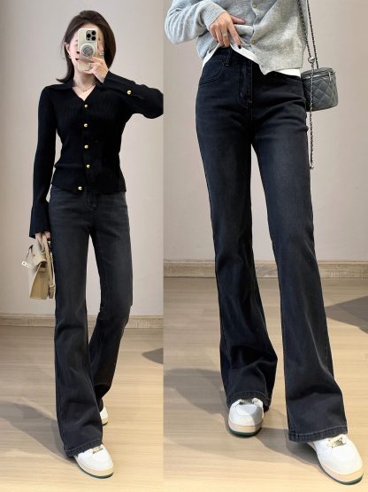 Goddess Long Legs Bootcut Trousers High Waist Slimming Slim Micro Elastic Small Horn - Image 5