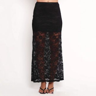 Sexy Hollow Out Lace Skirt Women's Elegant A- Line