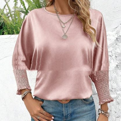 New Solid Color Round Neck Loose Women's Shirt - Image 5