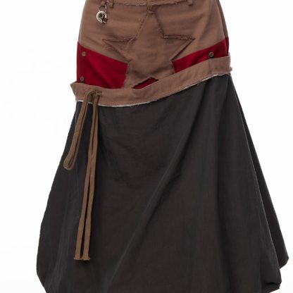 Drawstring Long Umbrella Skirt Over The Knee, Half Length Skirt - Image 5