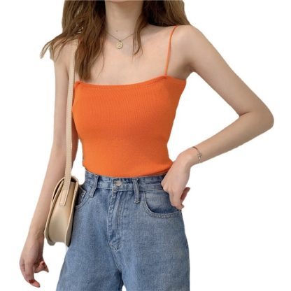 Knitted Spaghetti Straps Outerwear Slimming Inner Vest - Image 5