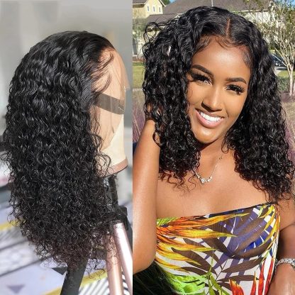 Front Lace Fluffy Black Medium Length Small Curly Wig - Image 6