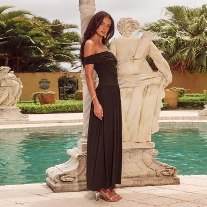 High Class Elegant Off-the-shoulder Tube Top Long Dress - Image 4