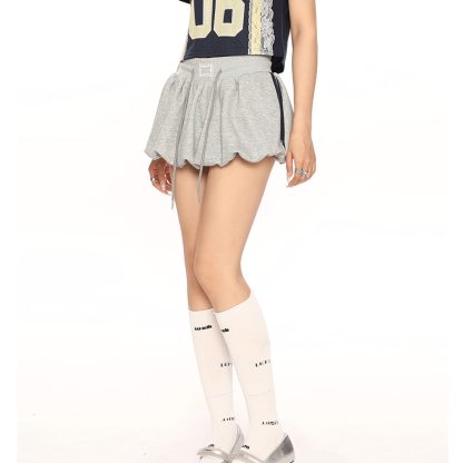 Women's Solid Color Casual Knitted Flower Bud Short Skirt - Image 2